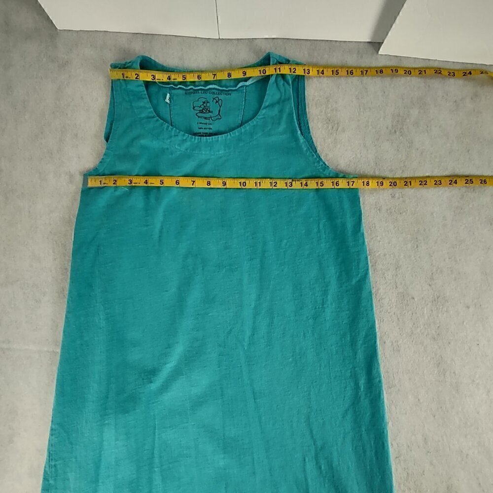 Michael Leu Art to Wear 100% Cotton Turquoise Sleeveless Tank Maxi Dress Size M - Picture 7 of 11